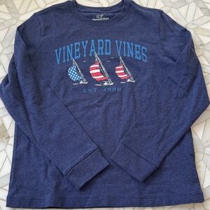 New Vineyard Vines Kids Navy Long Sleeve Tee with Sailboat Design 6